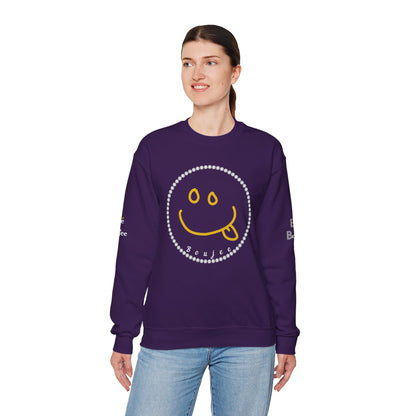 Boujee Smiley Goofy Face - Heavy Blend™ Dark Colors Crewneck Sweatshirt