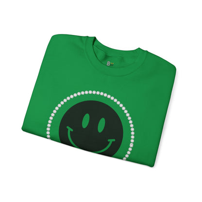 Boujee Smiley Face Black - Heavy Blend™ Light Colors Crewneck Sweatshirt