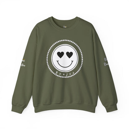 Boujee Smiley Face White Heart Eyes - Heavy Blend™ Dark Colors Crewneck Sweatshirt