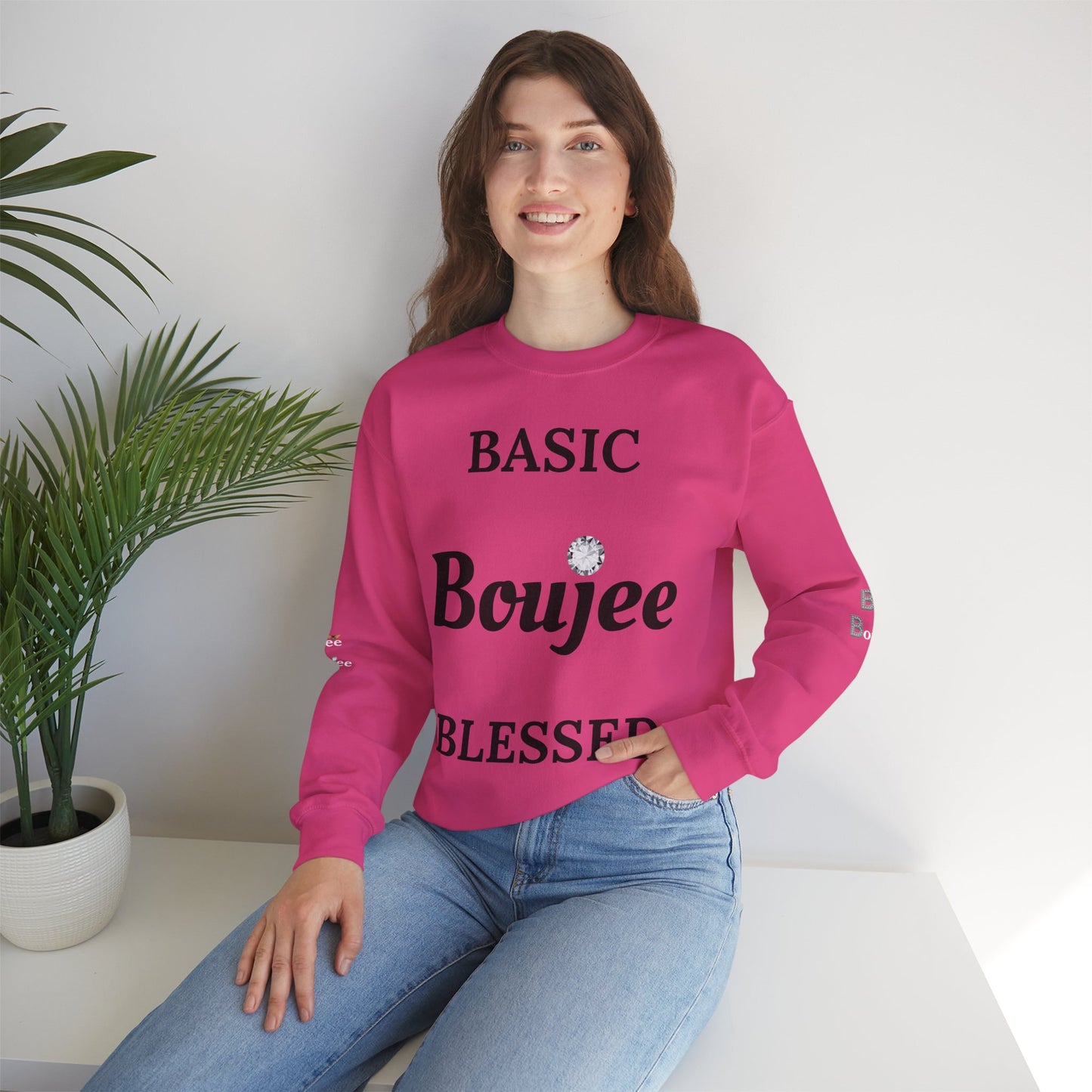 Basic Boujee Blessed - Heavy Blend™ Light Colors Crewneck Sweatshirt