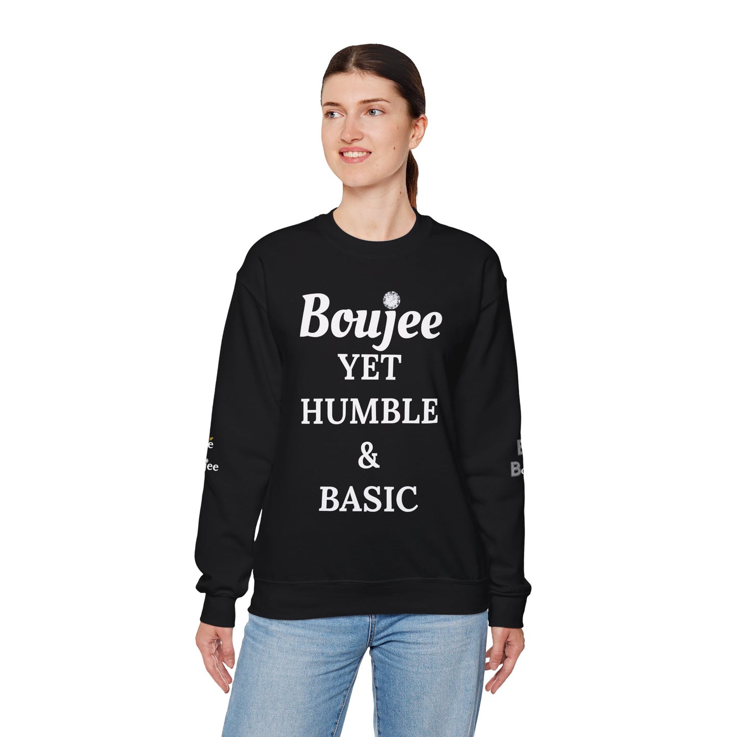 Boujee Yet Humble & Basic - Heavy Blend™ Dark Colors Crewneck Sweatshirt