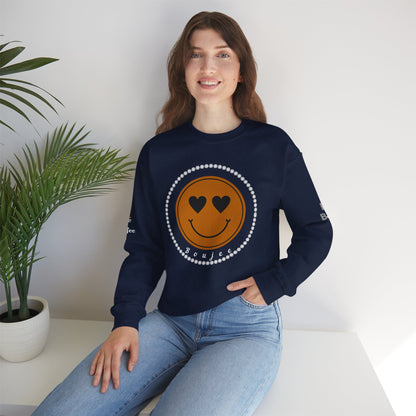 Boujee Smiley Face Brown Heart Eyes - Heavy Blend™ Dark Colors Crewneck Sweatshirt