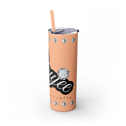 Boujee Unapologetically in PEARLS - Skinny Tumbler with Straw, 20oz