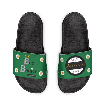 Bee Boujee - DARK GREEN Flowers Women's Removable-Strap Sandals
