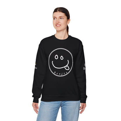Boujee Smiley Goofy Face - Heavy Blend™ Dark Colors Crewneck Sweatshirt