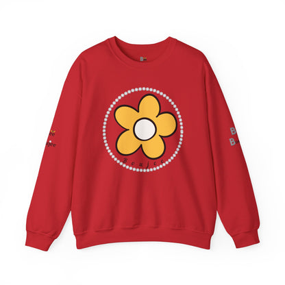 Boujee Flower Yellow White - Heavy Blend™ Light Colors Crewneck Sweatshirt