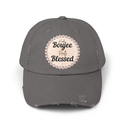 Kinda Boujee Really Blessed Distressed Pearl-Emblem Cap