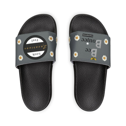 Bee Boujee - DARK GREY Flowers Women's Removable-Strap Sandals