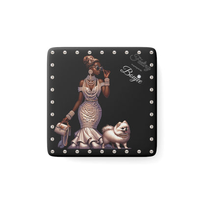 Feeling Boujee in PEARLS - Porcelain Magnet 03, Square BLACK