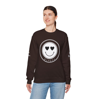 Boujee Smiley Face White Heart Eyes - Heavy Blend™ Dark Colors Crewneck Sweatshirt