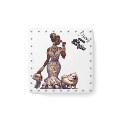 Feeling Boujee in PEARLS - Porcelain Magnet 03, Square WHITE