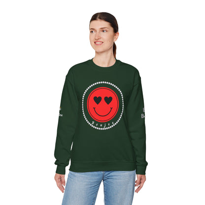 Boujee Smiley Face Red Heart Eyes - Heavy Blend™ Dark Colors Crewneck Sweatshirt