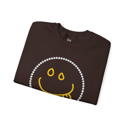 Boujee Smiley Goofy Face - Heavy Blend™ Dark Colors Crewneck Sweatshirt