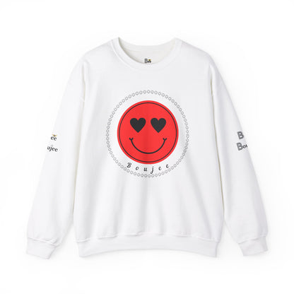 Boujee Smiley Face Heart Eyes Red - Heavy Blend™ Light Colors Crewneck Sweatshirt
