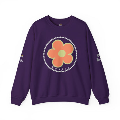 Boujee Flower Orange Green - Heavy Blend™ Dark Colors Crewneck Sweatshirt