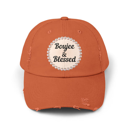 Boujee & Blessed Distressed Pearl-Emblem Cap