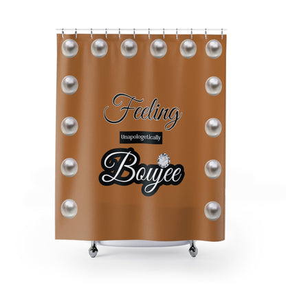Feeling Boujee - Shower Curtain BROWN with PEARLS