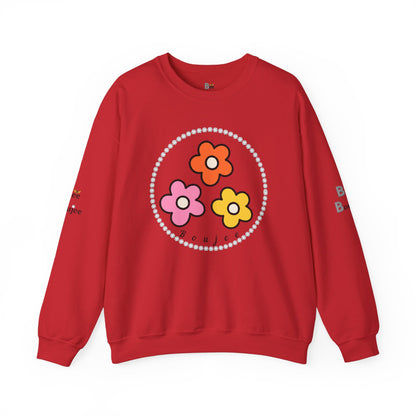 Boujee Mini Flowers Pink Orange Yellow - Heavy Blend™ Light Colors Crewneck Sweatshirt