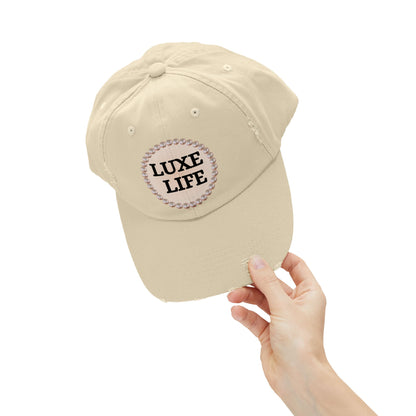 Luxe Life - Distressed Pearl-Emblem Cap