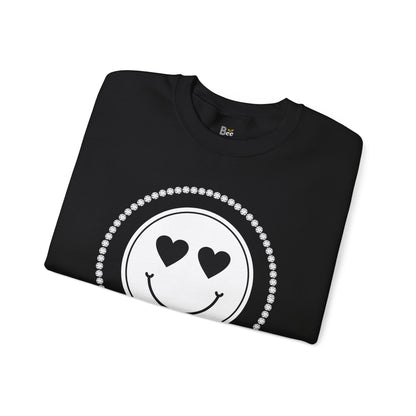 Boujee Smiley Face White Heart Eyes - Heavy Blend™ Dark Colors Crewneck Sweatshirt