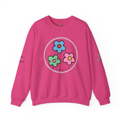 Boujee Mini Flowers Blue Pink Green - Heavy Blend™ Light Colors Crewneck Sweatshirt