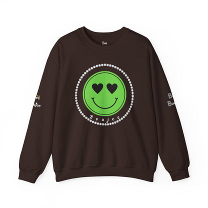 Boujee Smiley Face Green Heart Eyes - Heavy Blend™ Dark Colors Crewneck Sweatshirt
