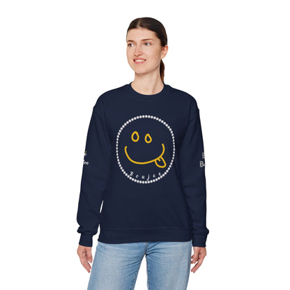 Boujee Smiley Goofy Face - Heavy Blend™ Dark Colors Crewneck Sweatshirt