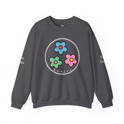 Boujee Mini Flowers Blue Green Pink - Heavy Blend™ Dark Colors Crewneck Sweatshirt