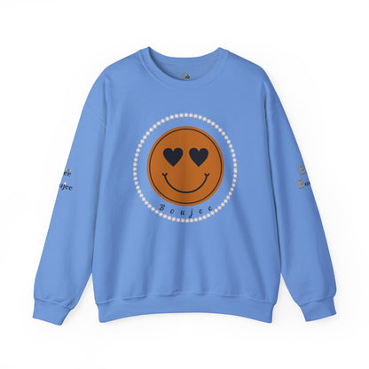 Boujee Smiley Face Heart Eyes Brown - Heavy Blend™ Light Colors Crewneck Sweatshirt