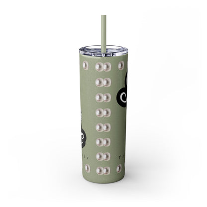 Boujee Yet Humble & Basic in PEARLS - Skinny Tumbler with Straw, 20oz
