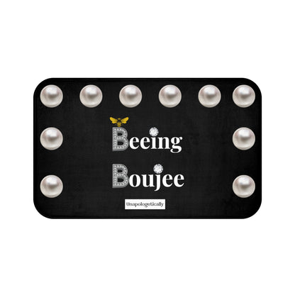 Beeing Boujee - Bath Mat BLACK with PEARLS