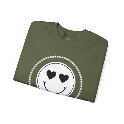 Boujee Smiley Face White Heart Eyes - Heavy Blend™ Dark Colors Crewneck Sweatshirt
