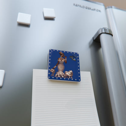 Feeling Boujee in PEARLS - Porcelain Magnet 03, Square BLUE