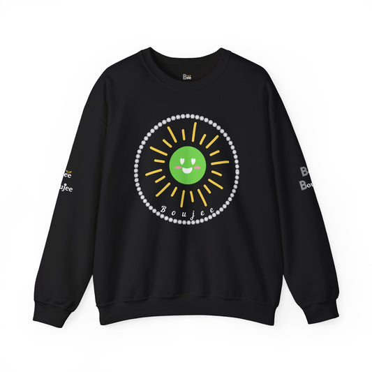 Boujee Sunshine Smiley Face Green - Heavy Blend™ Dark Colors Crewneck Sweatshirt