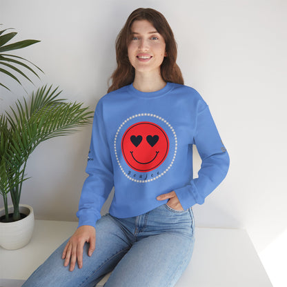Boujee Smiley Face Heart Eyes Red - Heavy Blend™ Light Colors Crewneck Sweatshirt