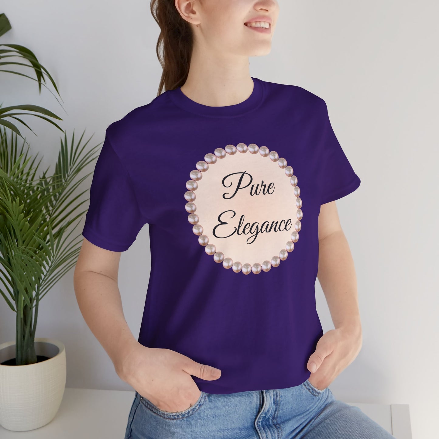 Pure Elegance Pearl-Framed Jersey Tee