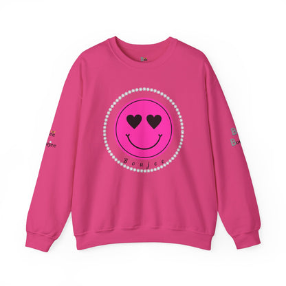 Boujee Smiley Face Heart Eyes Pink - Heavy Blend™ Light Colors Crewneck Sweatshirt