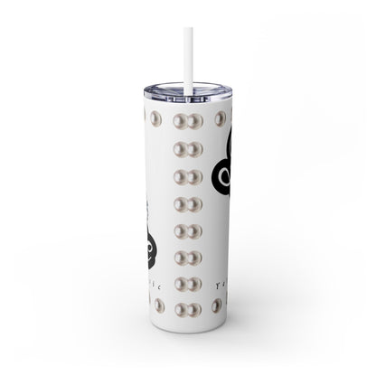 Boujee Yet Humble & Basic in PEARLS - Skinny Tumbler with Straw, 20oz