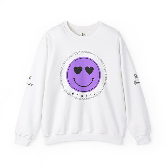 Boujee Smiley Face Purple Heart Eyes - Heavy Blend™ Light Colors Crewneck Sweatshirt