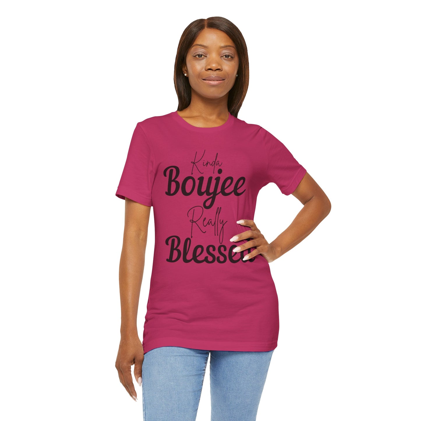 Kinda Boujee, Really Blessed Jersey Tee - Stylish Premium T-Shirt for Casual Wear, Gift for Her