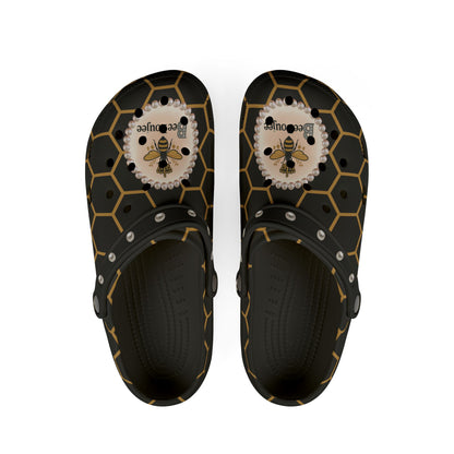 Bee Boujee Golden Honeycomb Clogs with Charms