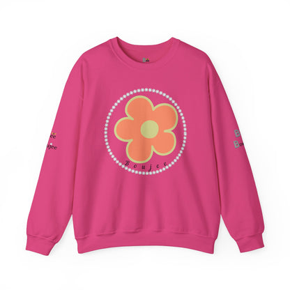 Boujee Flower Orange Green - Heavy Blend™ Light Colors Crewneck Sweatshirt