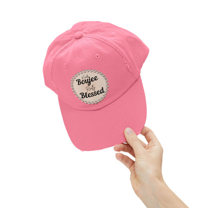 Kinda Boujee Really Blessed Distressed Pearl-Emblem Cap