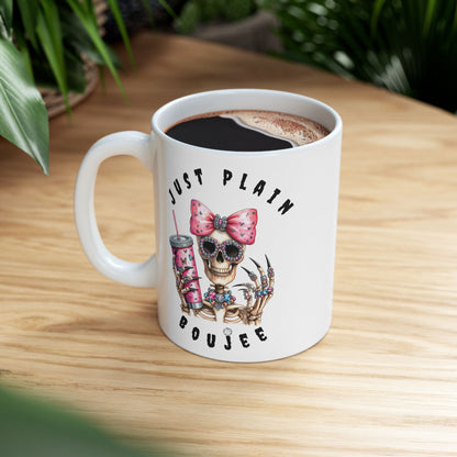 Halloween Just Plain Boujee WHITE Ceramic Mug, 11oz