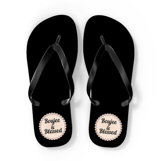 Boujee & Blessed BLACK Flip Flops - EXTRA LARGE