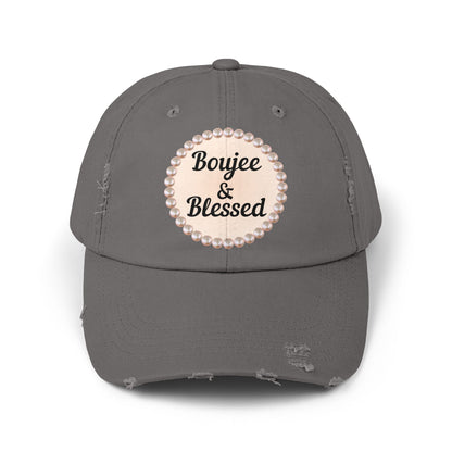Boujee & Blessed Distressed Pearl-Emblem Cap