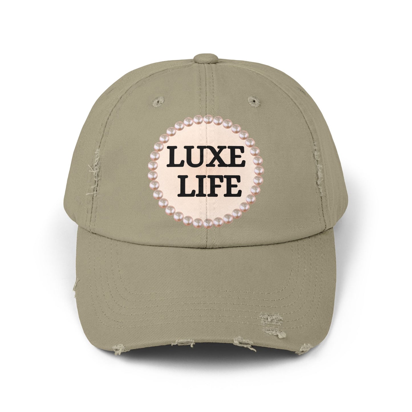 Luxe Life - Distressed Pearl-Emblem Cap