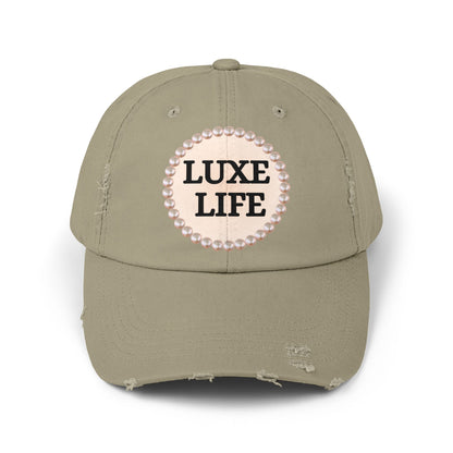 Luxe Life - Distressed Pearl-Emblem Cap