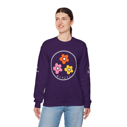 Boujee Mini Flowers Pink Orange Yellow in Diamonds Heavy Blend™ Dark Colors Crewneck Sweatshirt