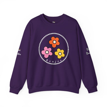Boujee Mini Flowers Pink Orange Yellow in Diamonds Heavy Blend™ Dark Colors Crewneck Sweatshirt